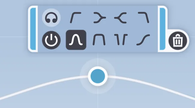 The node control menu on top of a selected node.