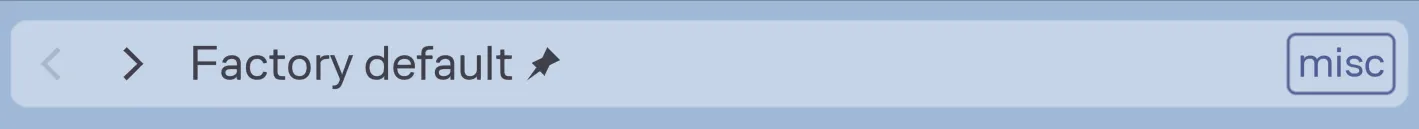 The preset name field on the toolbar at the top of the plugin interface.