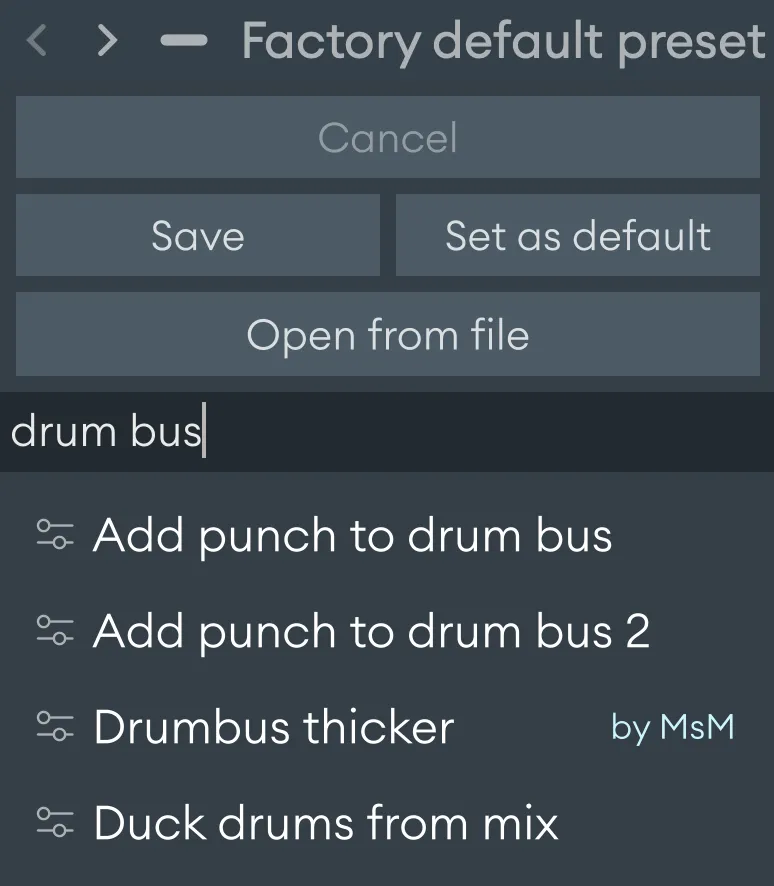 Preset search