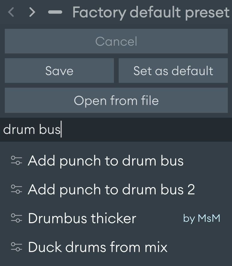 Preset search