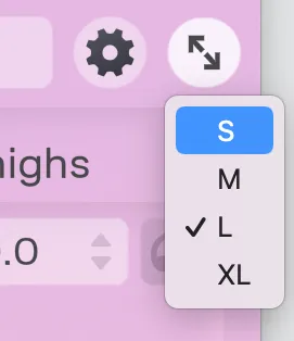 Resize menu