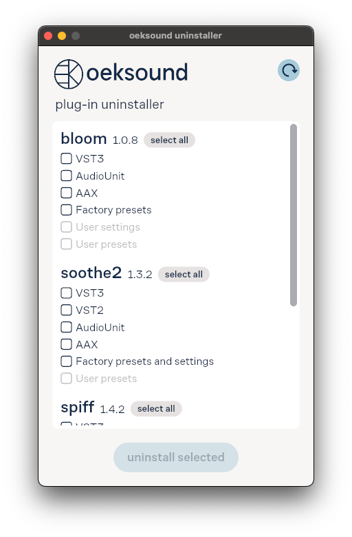 oeksound uninstaller screenshot